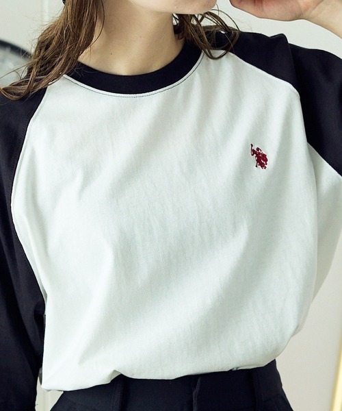U.S. POLO ASSN. tシャツ ASSN./ユーエスポロアッスン ベースボールショートスリーブTシャツ ワンポイント 刺繍 ラグランTシャツ メンズ レ - 画像 (3)