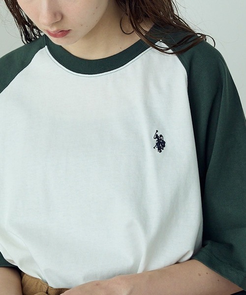 U.S. POLO ASSN. tシャツ ASSN./ユーエスポロアッスン ベースボールショートスリーブTシャツ ワンポイント 刺繍 ラグランTシャツ メンズ レ - 画像 (2)