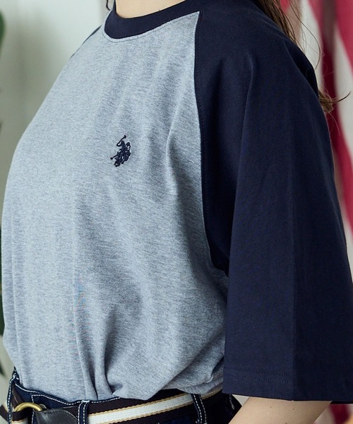 U.S. POLO ASSN. tシャツ ASSN./ユーエスポロアッスン ベースボールショートスリーブTシャツ ワンポイント 刺繍 ラグランTシャツ メンズ レ - 画像 (4)