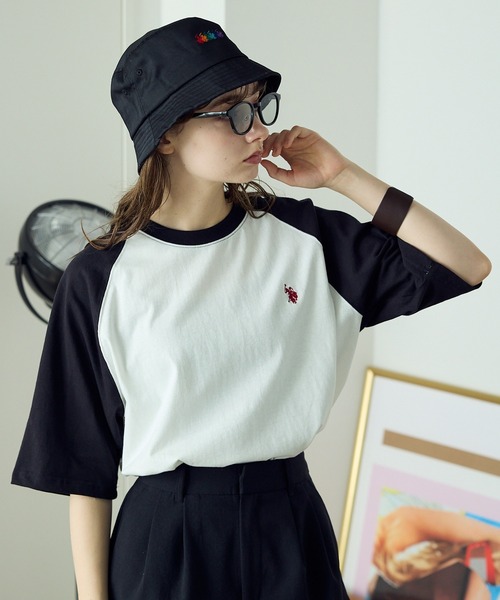 U.S. POLO ASSN. tシャツ ASSN./ユーエスポロアッスン ベースボールショートスリーブTシャツ ワンポイント 刺繍 ラグランTシャツ メンズ レ - 画像 (7)