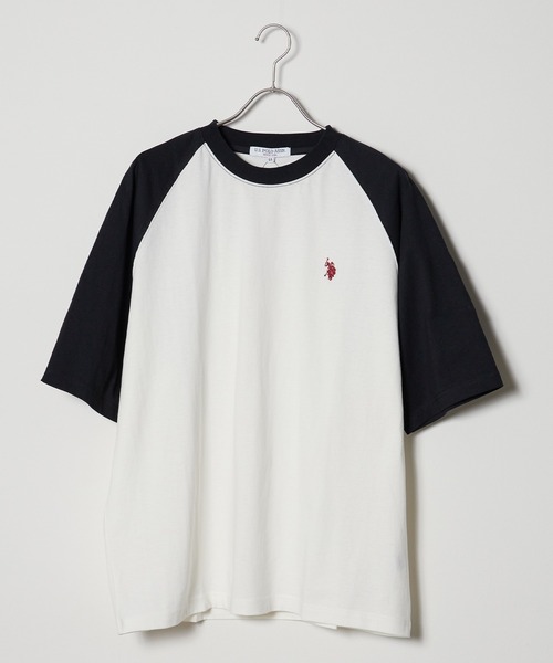 U.S. POLO ASSN. tシャツ ASSN./ユーエスポロアッスン ベースボールショートスリーブTシャツ ワンポイント 刺繍 ラグランTシャツ メンズ レ - 画像 (5)