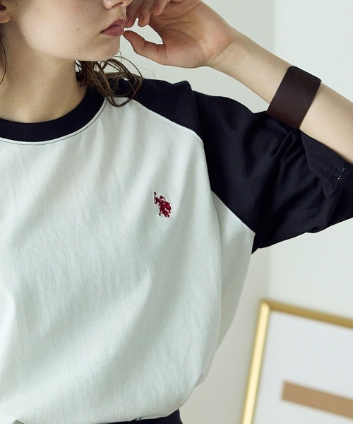U.S. POLO ASSN. tシャツ ASSN./ユーエスポロアッスン ベースボールショートスリーブTシャツ ワンポイント 刺繍 ラグランTシャツ メンズ レ - 画像 (6)