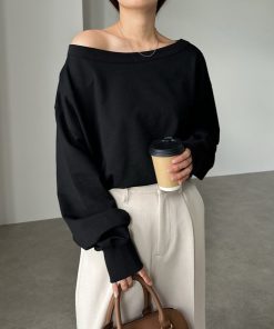 andme 「andme」 「alma design」スウェットカットソー M ブラック レディース