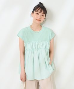 FREAK'S STORE tシャツ アーミーリブ コンビピグメント フレンチスリーブTシャツ/切替ドッキングTシャツ レディース