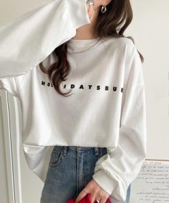 classicalelf tシャツ 大人の上品カジュアルを楽しむ。ゆったりシルエット 綿100%シルケット風シンプル英字ロゴTシャツ(長袖) レディース