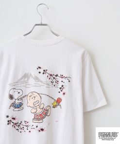 PEANUTS tシャツ PEAUTS 和柄 刺繍＆プリント 天竺半袖Tシャツ メンズ レディース