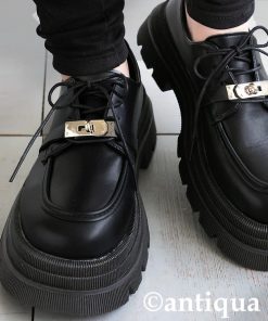 antiqua ローファー 厚底バックルローファー レディース