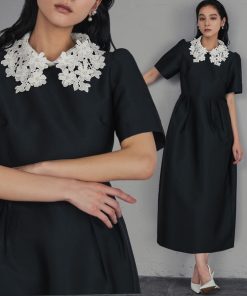 GIRL DRESS FOR NOW ドレス フラワーレースカラー コクーン 結婚式 ワンピース パーティードレス オケージョンドレス お呼ばれ 二次会 成人式 同窓会