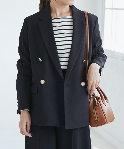 ROPE' PICNIC ジャケット テーラードジャケット 「低身長・小柄さんサイズ」レディハンサムシリーズ ウールライク金ボタンジャケット(半裏地) レディース - 画像 (6)