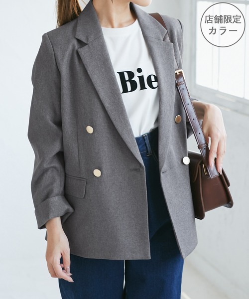 ROPE' PICNIC ジャケット テーラードジャケット 「低身長・小柄さんサイズ」レディハンサムシリーズ ウールライク金ボタンジャケット(半裏地) レディース - 画像 (3)