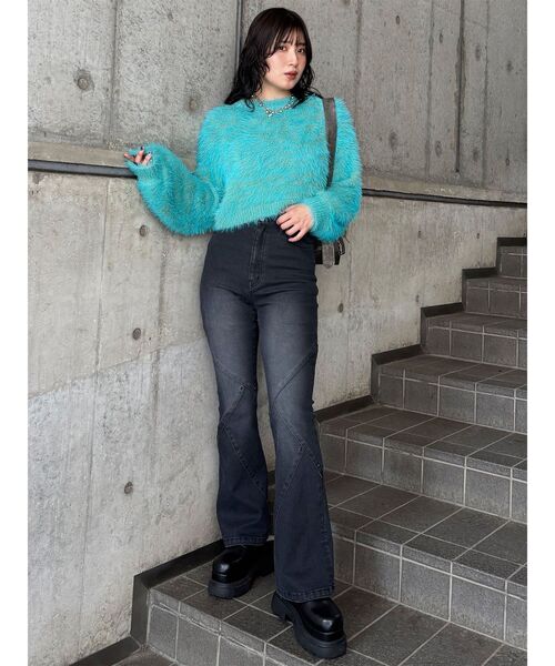 MURUA ニット セーター バイカラーMIXシャギーニット レディース - 画像 (7)