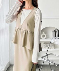 GeeRA ジャンパースカート 楽ちん！ペプラムジャンパースカート