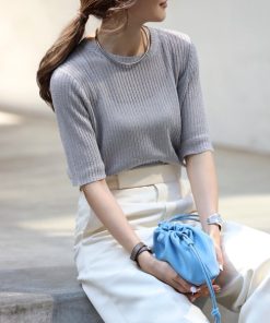 Bonjour Sagan 「Bonjour Sagan」 「ANDSEARCH」半袖ニット FREE ライトグレー レディース