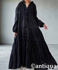 antiqua シャツワンピース レース ロングワンピース