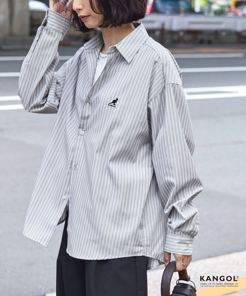KANGOL シャツ KANGOL/カンゴール 別注 「抗菌 / 防臭 イージーケア」 ワンポイントロゴ刺繍 アソート レギュラーカラー長袖シャツ メンズ レ - 画像 (5)