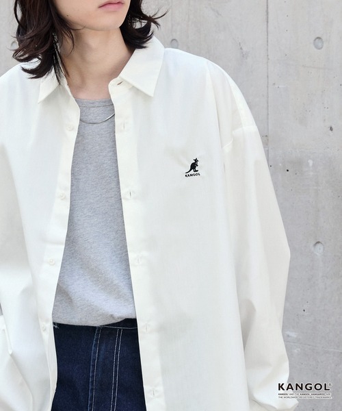 KANGOL シャツ KANGOL/カンゴール 別注 「抗菌 / 防臭 イージーケア」 ワンポイントロゴ刺繍 アソート レギュラーカラー長袖シャツ メンズ レ - 画像 (2)