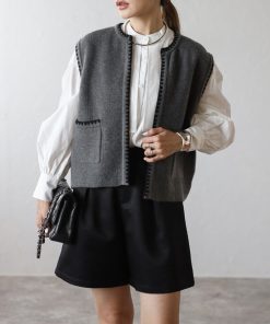 Bonjour Sagan 「Bonjour Sagan」 ニットベスト FREE チャコールグレー レディース