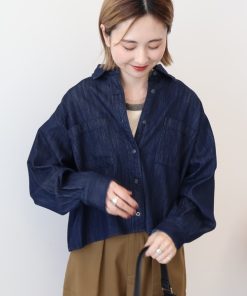 AMERICAN HOLIC ブラウス シャツ Wポケットデニムショートシャツ レディース