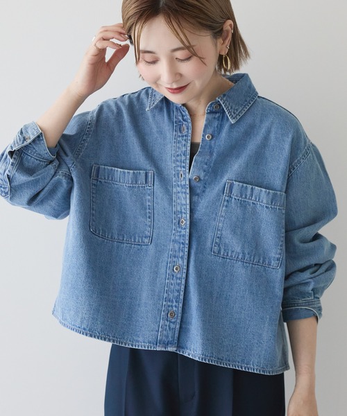 AMERICAN HOLIC ブラウス シャツ Wポケットデニムショートシャツ レディース - 画像 (2)