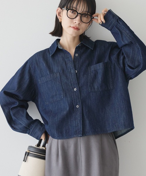 AMERICAN HOLIC ブラウス シャツ Wポケットデニムショートシャツ レディース - 画像 (4)