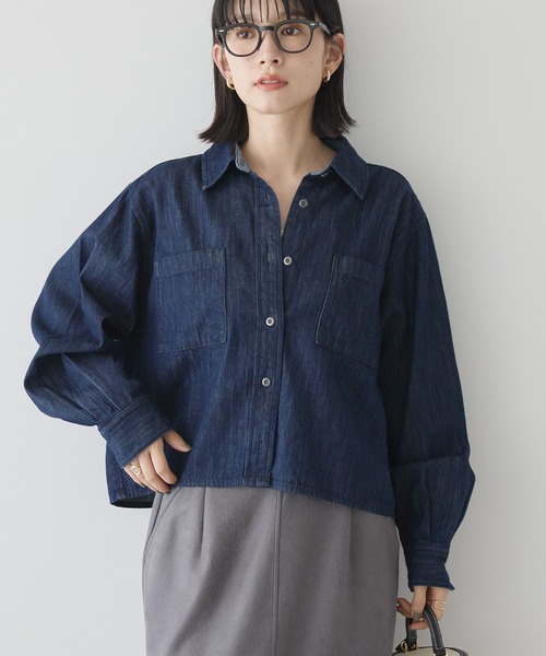 AMERICAN HOLIC ブラウス シャツ Wポケットデニムショートシャツ レディース - 画像 (7)