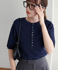 Discoat 「DISCOAT」 7分袖ニット FREE ネイビー レディース