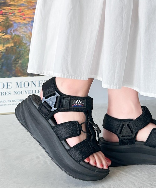 Java 「Java」 フラットサンダル 23.5cm ブラック レディース