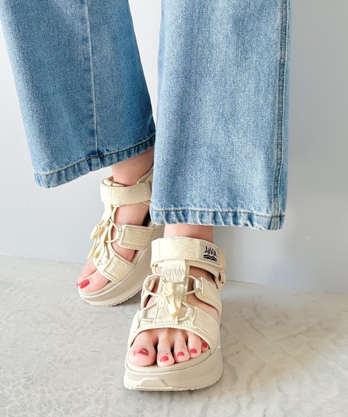 Java 「Java」 フラットサンダル 23.5cm ブラック レディース - 画像 (2)