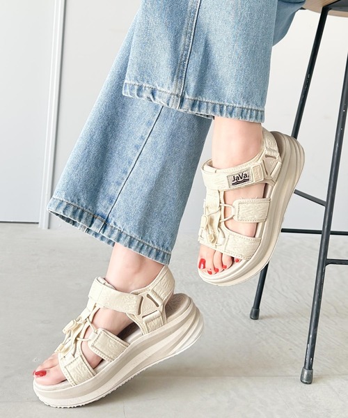 Java 「Java」 フラットサンダル 23.5cm ブラック レディース - 画像 (4)