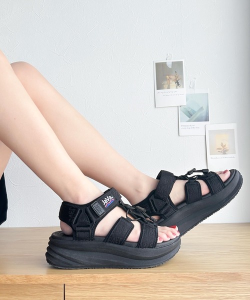 Java 「Java」 フラットサンダル 23.5cm ブラック レディース - 画像 (8)