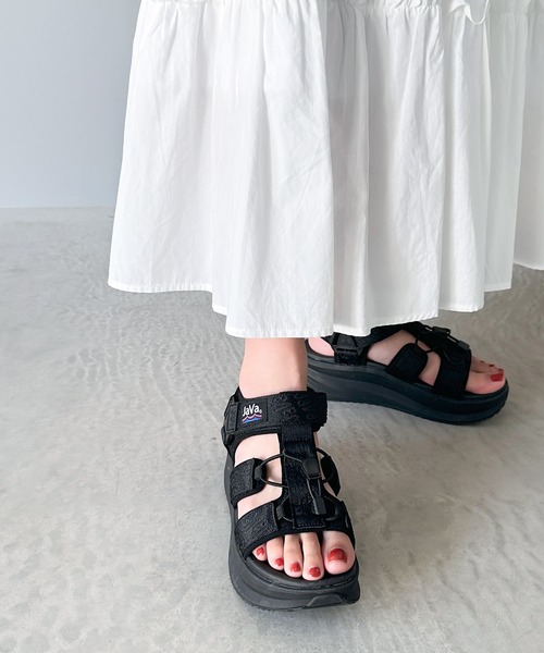 Java 「Java」 フラットサンダル 23.5cm ブラック レディース - 画像 (9)