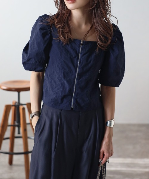 Bonjour Sagan 「Bonjour Sagan」 「ANDSEARCH」半袖ブラウス FREE ネイビー レディース