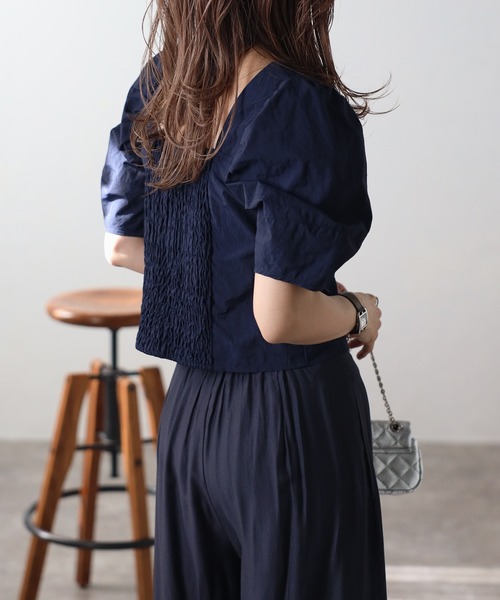 Bonjour Sagan 「Bonjour Sagan」 「ANDSEARCH」半袖ブラウス FREE ネイビー レディース - 画像 (9)