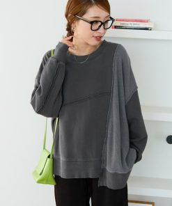 FREAK'S STORE tシャツ 限定展開　リメイク風 ピグメント 裏毛 × ワッフル プルオーバー レディース