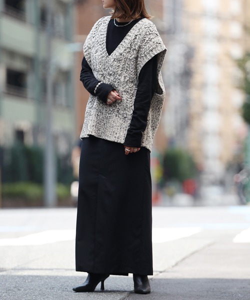 Bonjour Sagan 「Bonjour Sagan」 「HUNCH」Vネックニット FREE ライトグレー レディース - 画像 (8)