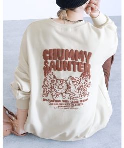 reca トレーナー スウェット お散歩フレンズロゴ発泡プリント&刺繍BIGスウェット レディース