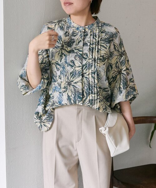ear PAPILLONNER ブラウス シャツ 花柄ピンタックブラウス「SUM1 STYLE(スミスタイル)」 レディース - 画像 (3)