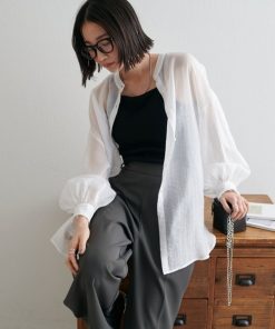 Discoat 「DISCOAT」 長袖ブラウス FREE オフホワイト レディース