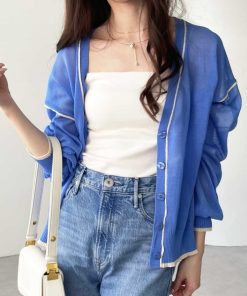 GeeRA 「GeeRA」 ニットカーディガン MEDIUM ブルー レディース