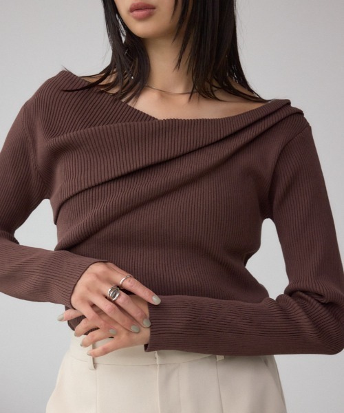 AZUL BY MOUSSY ニット セーター ドレープ長袖ニットトップス レディース - 画像 (3)