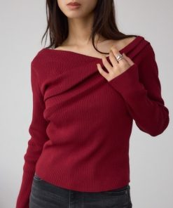 AZUL BY MOUSSY ニット セーター ドレープ長袖ニットトップス レディース