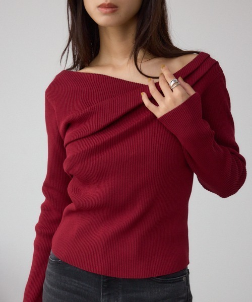 AZUL BY MOUSSY ニット セーター ドレープ長袖ニットトップス レディース