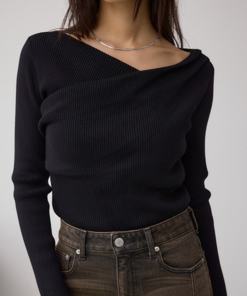 AZUL BY MOUSSY ニット セーター ドレープ長袖ニットトップス レディース - 画像 (2)