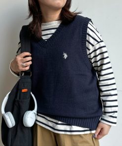 U.S. POLO ASSN. 「U.S. ASSN.」 ニットベスト S ネイビー メンズ