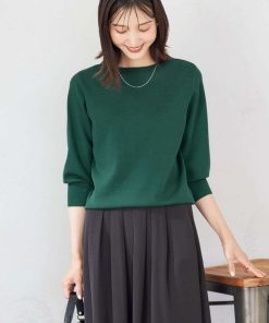 a.v.v ニット セーター 「UVカット/洗える」ボートネックパフスリーブ美ラクるニット レディース