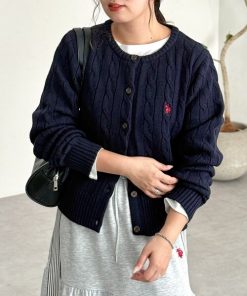 U.S. POLO ASSN. カーディガン ケーブルカーディガン レディース