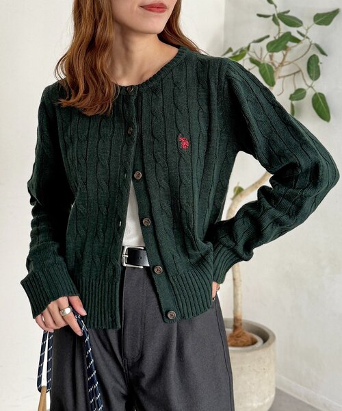 U.S. POLO ASSN. カーディガン ケーブルカーディガン レディース - 画像 (4)
