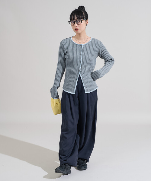 FREAK'S STORE カーディガン 配色ステッチ コンパクトカーディガン/リブニット レディース - 画像 (5)