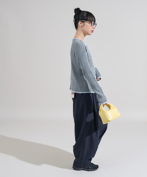 FREAK'S STORE カーディガン 配色ステッチ コンパクトカーディガン/リブニット レディース - 画像 (6)
