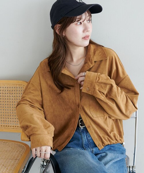 Discoat ブラウス シャツ 「WEB限定」裾ドロストスエードシャツ レディース - 画像 (4)